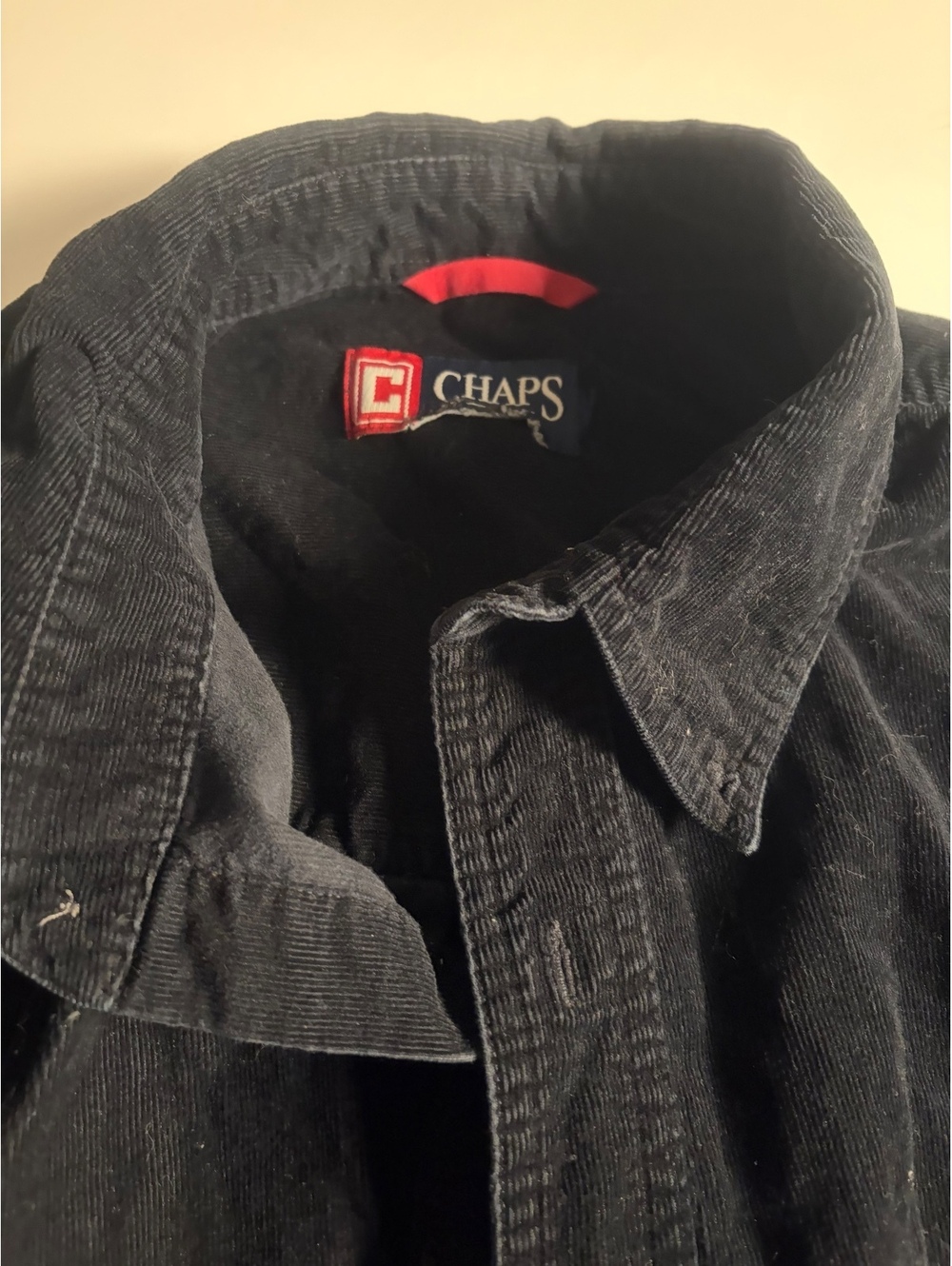 Chaps Black Corduroy Button-Up Shirt Jacket